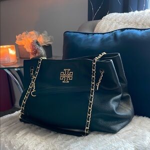 Tory Burch Black Leather Tote Bag